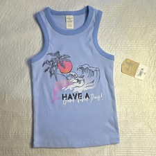 Thereabouts Girls Dolphin Graphic Tank Top XS 6  Birmingham Blue Comfort Stretch