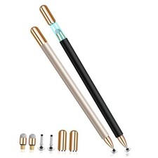 Stylus Pen for Touch Screen, High Sensitivity 2-in-1 Fiber Disc Black Silver