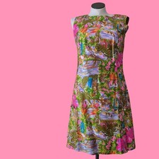 Vintage Liberty House Hawaiian Floral Tiki Dress Size 14