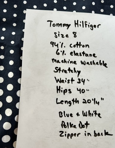 Tommy Hilfiger Women’s Skirt Size 8 Blue White Polka Dot Stretch Waist 34 - Picture 6 of 6