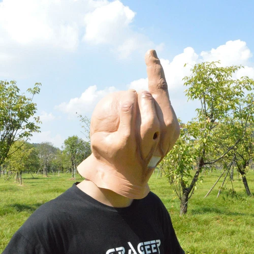 Halloween Middle Finger Mask Halloween Middle Finger Head Mask Latex Full Head - Picture 12 of 18