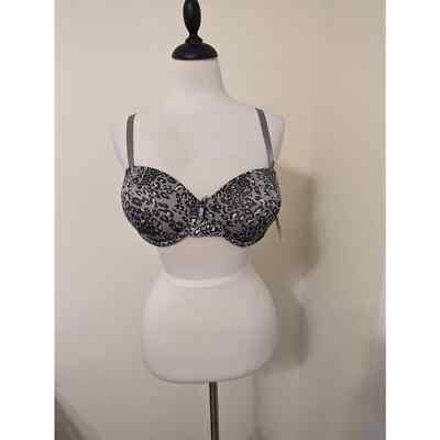 Chinese Laundry Gray Leopard Print Multi Use Adjustable Strap Bra Size 40C