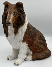 Vintage Collie Dog Lassie Ceramic 11” Figure 1978 Hand Painted Signed “Knic”