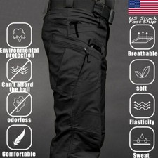 Tactical Mens Cargo pants Waterproof Work Hiking Combat Outdoor Trousers Pants