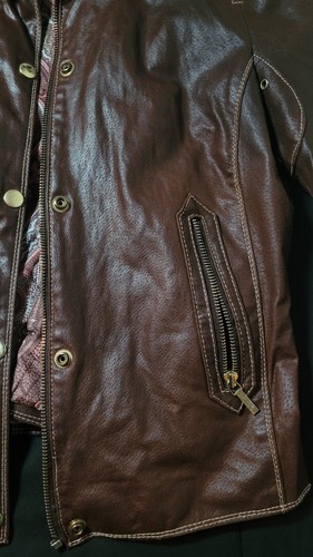 ANA A New Approach Leather Jacket Womens Medium M Moto Zip Paisley Lined Brown - Picture 5 of 11