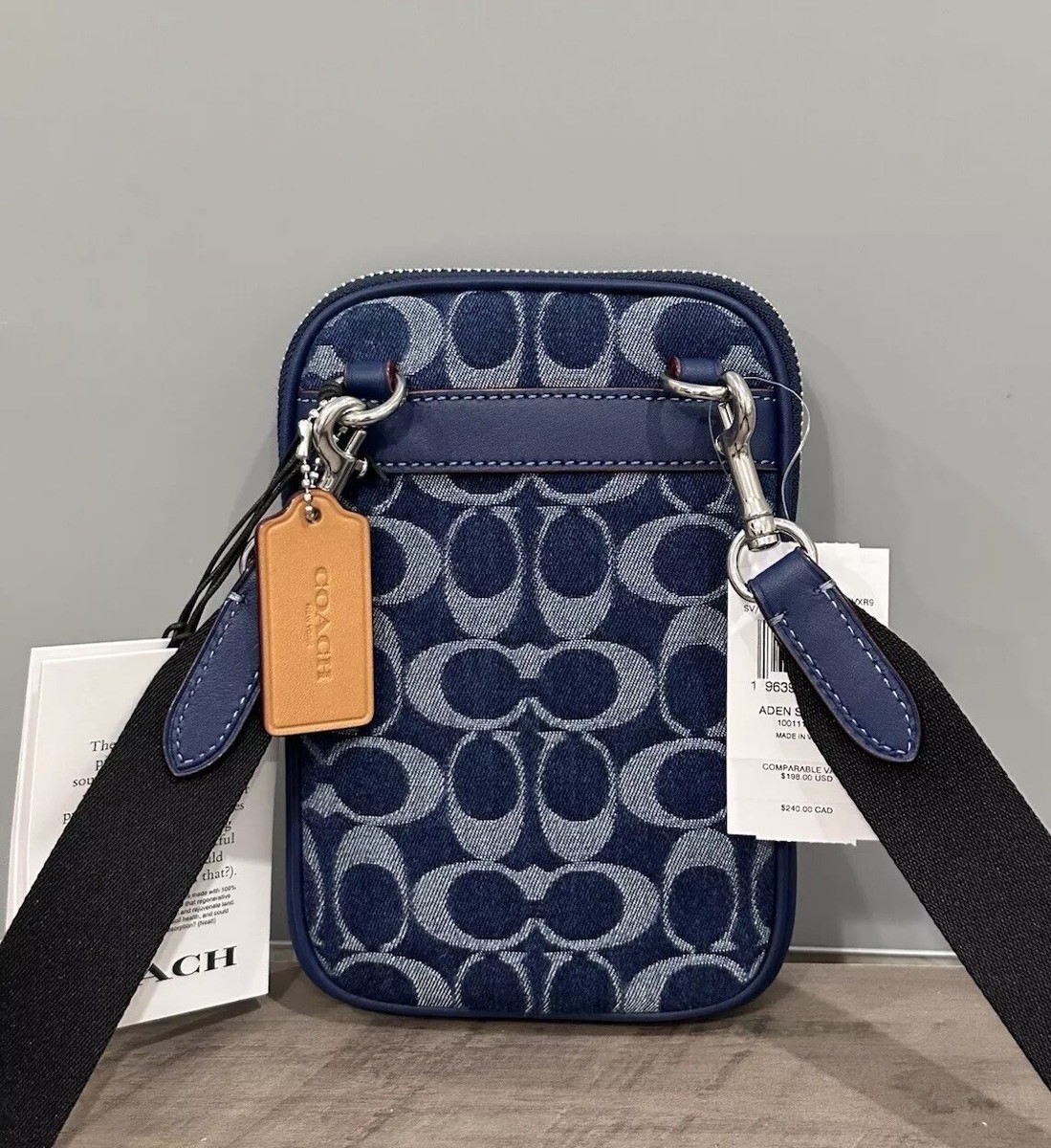 新作デニム COACH★エイデン クロスボディ CY889 COACH CY889 Aden Crossbody Bag In Signature Denim & Leather