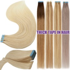 Tape in Human Hair Extensions Invisible Adhesive Skin Weft Real Remy Hair BLONDE