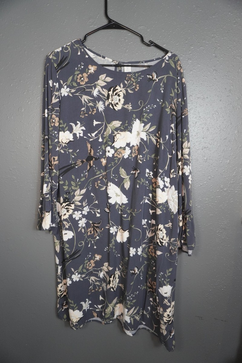 old navy casual dress Old Navy Womens Grey Multicolored Floral Mid Sleeve Short Casual Dress Size  XL