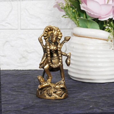 4 Zoll Messing Statue Göttin Maa Kali Mahakali Durga Ma Home Temple Idol Moor...