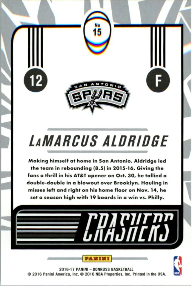 2016-17 Donruss Crashers #15 LaMarcus Aldridge - NM-MT - Image 2 of 2
