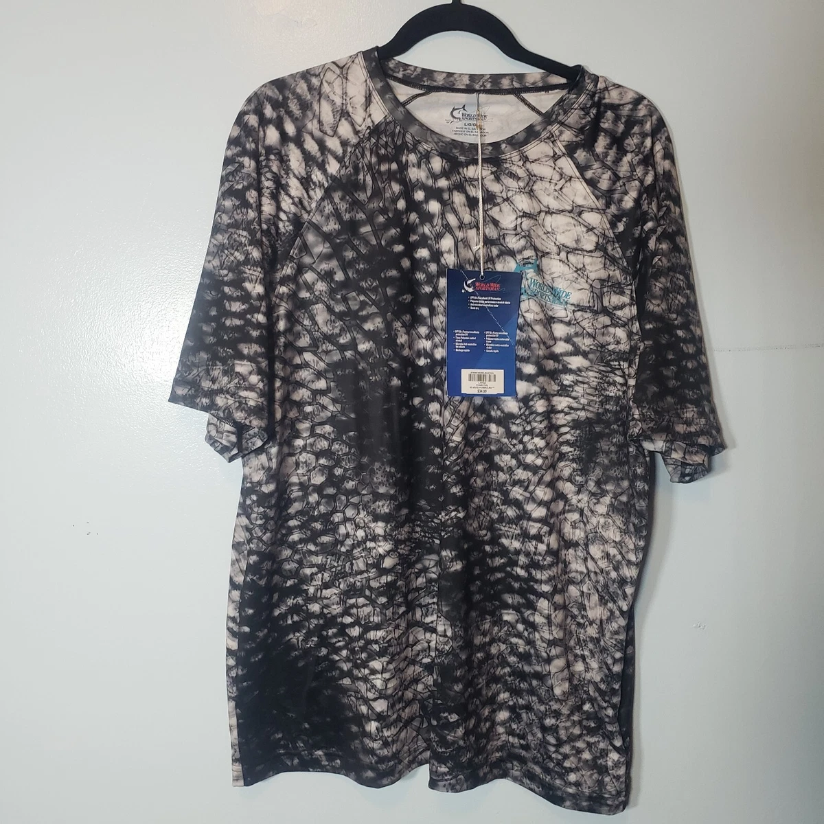 Camisa de pesca World Wide Sportsman para hombre poliéster/spandex talla L nueva con etiquetas