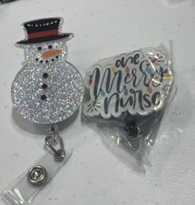 Snowman And One Merry Nurse Badge Reel Nurse Nursing Christmas Holiday