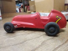 Vtg Louis Marx Wind Up 7 Midget Toy Car Red 7.5" Plastic Looks Good 