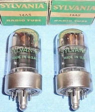 2 NOS Sylvania 14A5 Vacuum Tubes - Beam Power Audio Pentodes for Vintage Radios