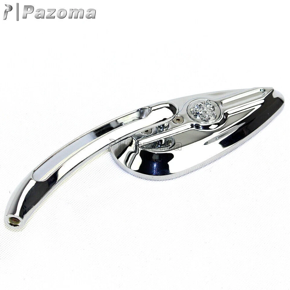 Espejos retrovisores cromados esqueleto calavera motocicleta para cafe racer bobber chopper Foto 3 de 4