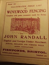 Pl5 Ephemera 1930s advert John Randall timber merchant fishponds Bristol 