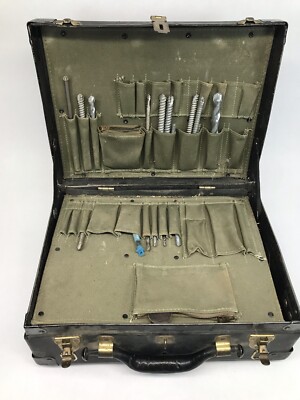 VINTAGE BELL SYSTEM TELEPHONE LINEMAN TOOLBOX VULCANIZED LEATHER CASE W ...