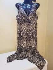 VTG Scarlett Dress Sleeveless Empire Waist Boho Whimsy Almond on Black Size 9/10