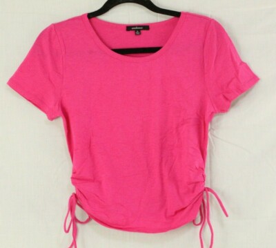 AMBIANCE Women's Size Small Juniors SS Drawstring Sides Top Color Fuchsia NWOT