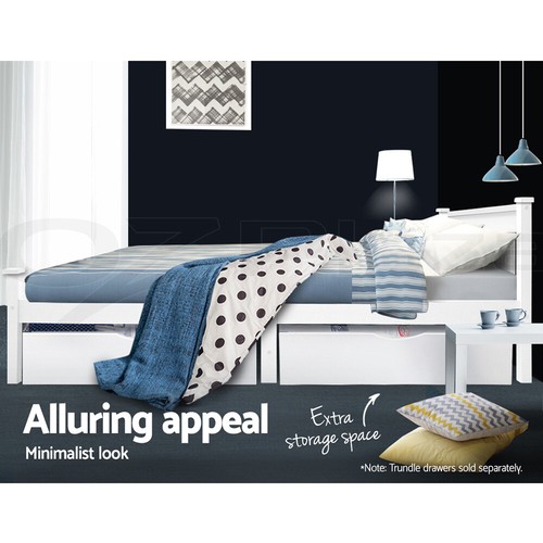 Artiss Bed Frame Queen Double King Single Size Wooden Timber Mattress Base - Picture 8 of 66