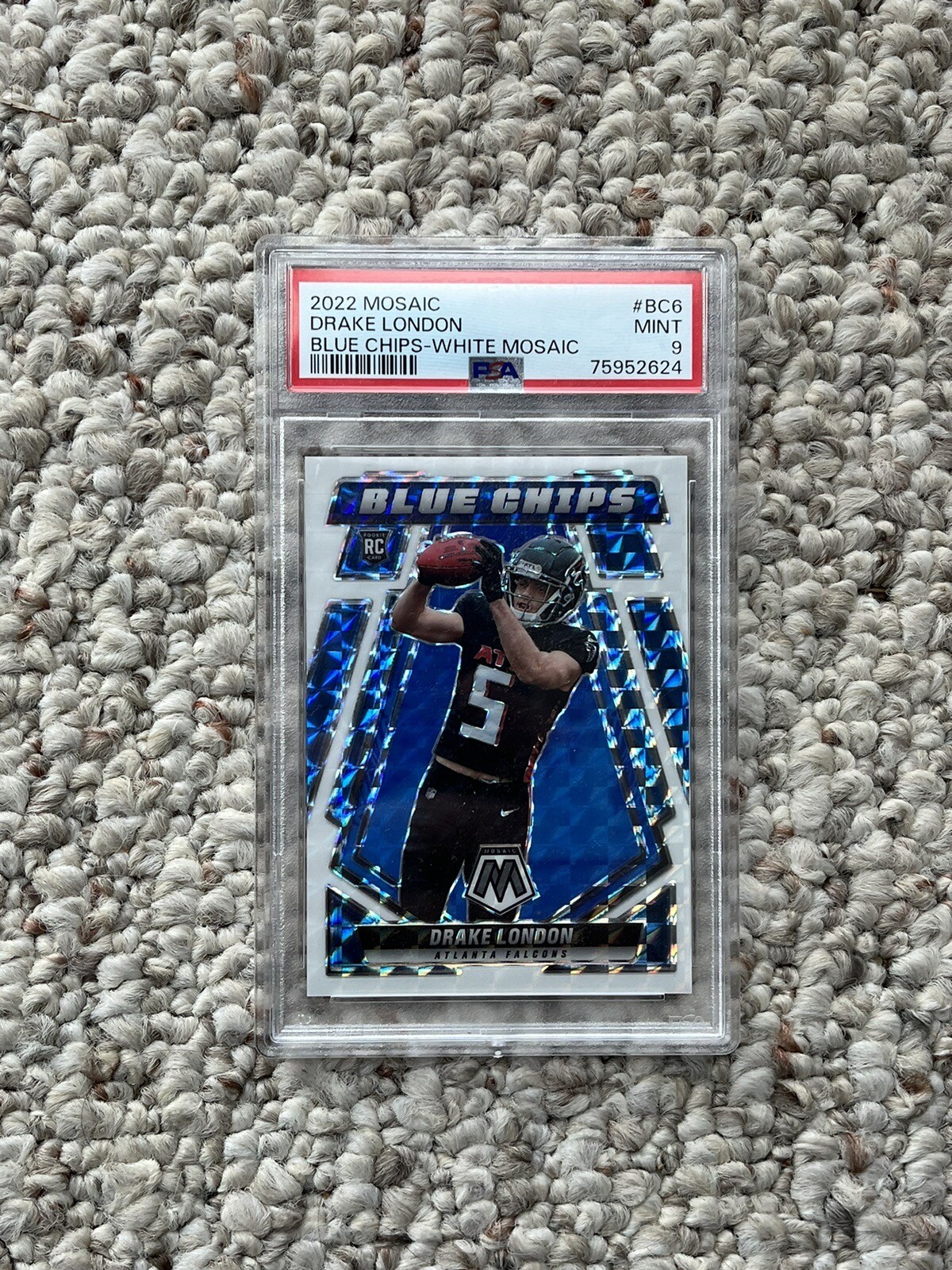 Drake London Panini Mosaic Blue Chips #BC6 White Mosaic
