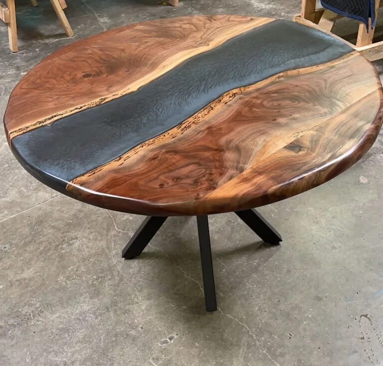 Custom Made handmade Blue Epoxy Resin Coffee Table, Counter Desk Table Furniture