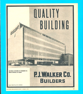 P.J. Walker Co. Builders Western & Southern Life Insurance 1961 PRINT AD