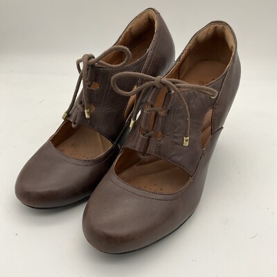 Clarks Indigo Clarks Lace Up Heels Clarks Indigo 63129 Brown