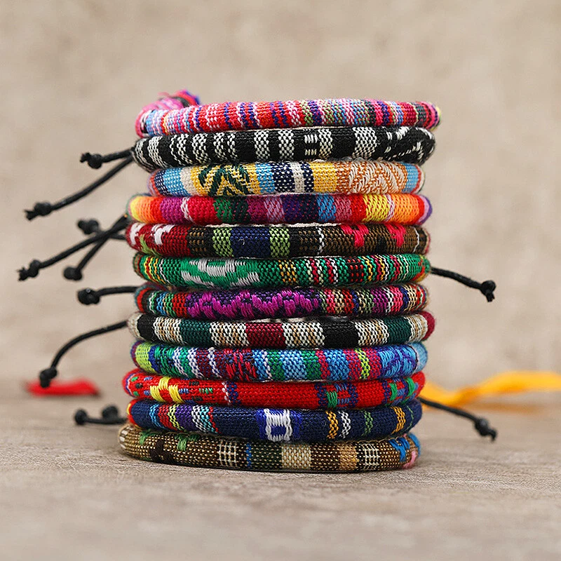 Bohemian Braided Wax Rope Cuff Friendship Bracelet Adjustable For