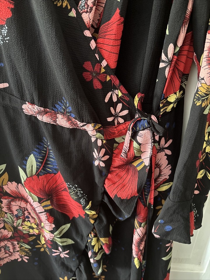Boohoo Floral Wrap Midi Dress Size 18 BNWOT eBay