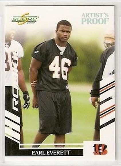 Earl Everett Bengals 2007 Score RC ARTIST'S PROOF 5/32
