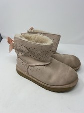 UGG Uggs Girls Dae Sunshine Perforated Tie Back Boots Pale Pink GOLD US 4