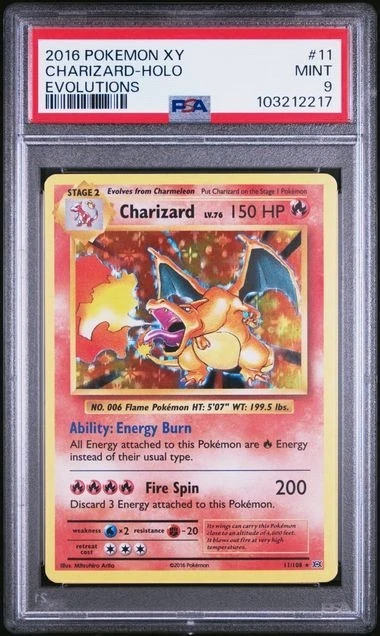 2016 XY Evolutions Charizard Holo 11/108 PSA 9 GTC2217 TCGG