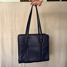 Coach Navy Medium Shoulder Bag vintage 90s compartment tote