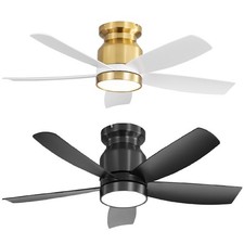 Modern Flush Mount Ceiling Fan with Lights Remote for Bedroom Kid Room Kitchen