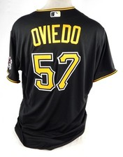 2022 Pittsburgh Pirates Luis Oviedo #57 Game Issued Black Jersey 50 DP80755