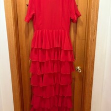 NWT Pretty Little Things Elegant Red Ruffled Dress Size 14