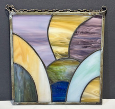 Stained Glass Sun Catcher Panel 8x8 Abstract Multicolor Window Art