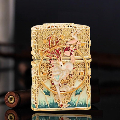 Jacket Gold White Angel Horse Luminous Zippo Lighter