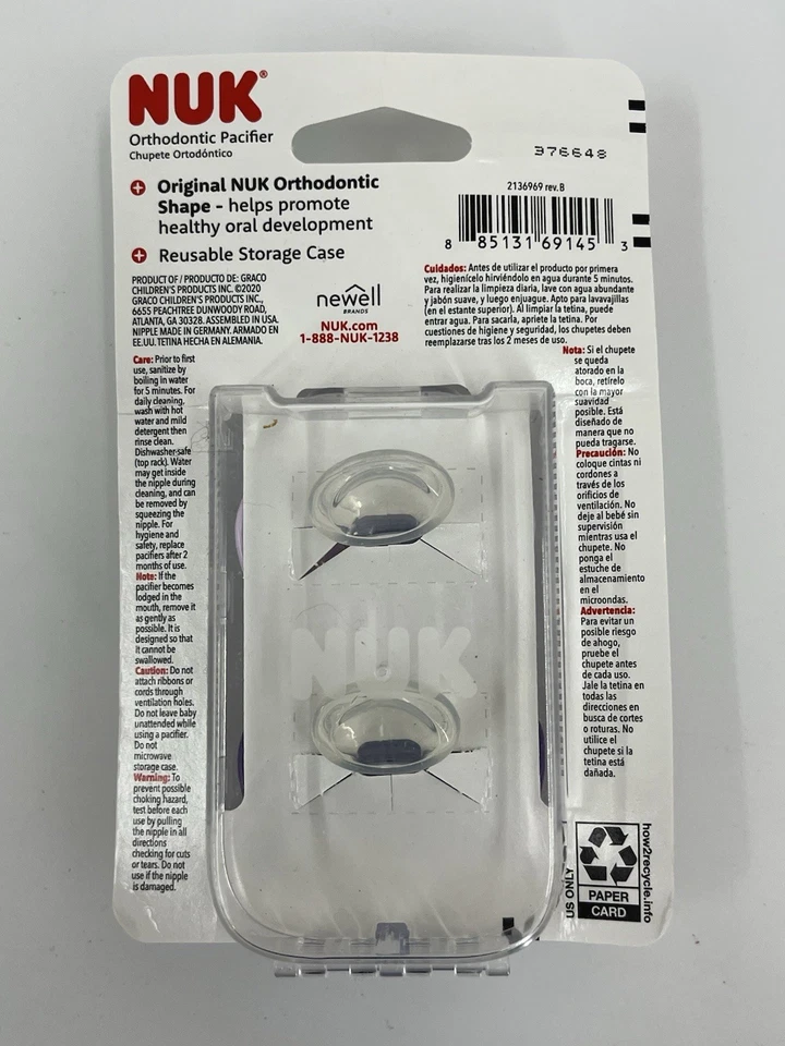 Chupetes de ortodoncia NUK 18-36M paquete de 2 silicona sin BPA calmante púrpura Foto 4 de 4