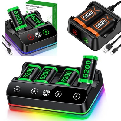 4-Pack 6200mWh High Capacity Rechargeable Battery for Xbox One/Series X|S + Dock