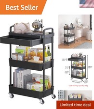 Carrello Utilitario Multifunzione con Ripiani Regolabili e Ruote Resistenti