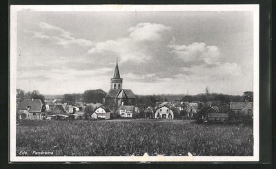 Ede, Panorama mit Kirche, Ansichtskarte 