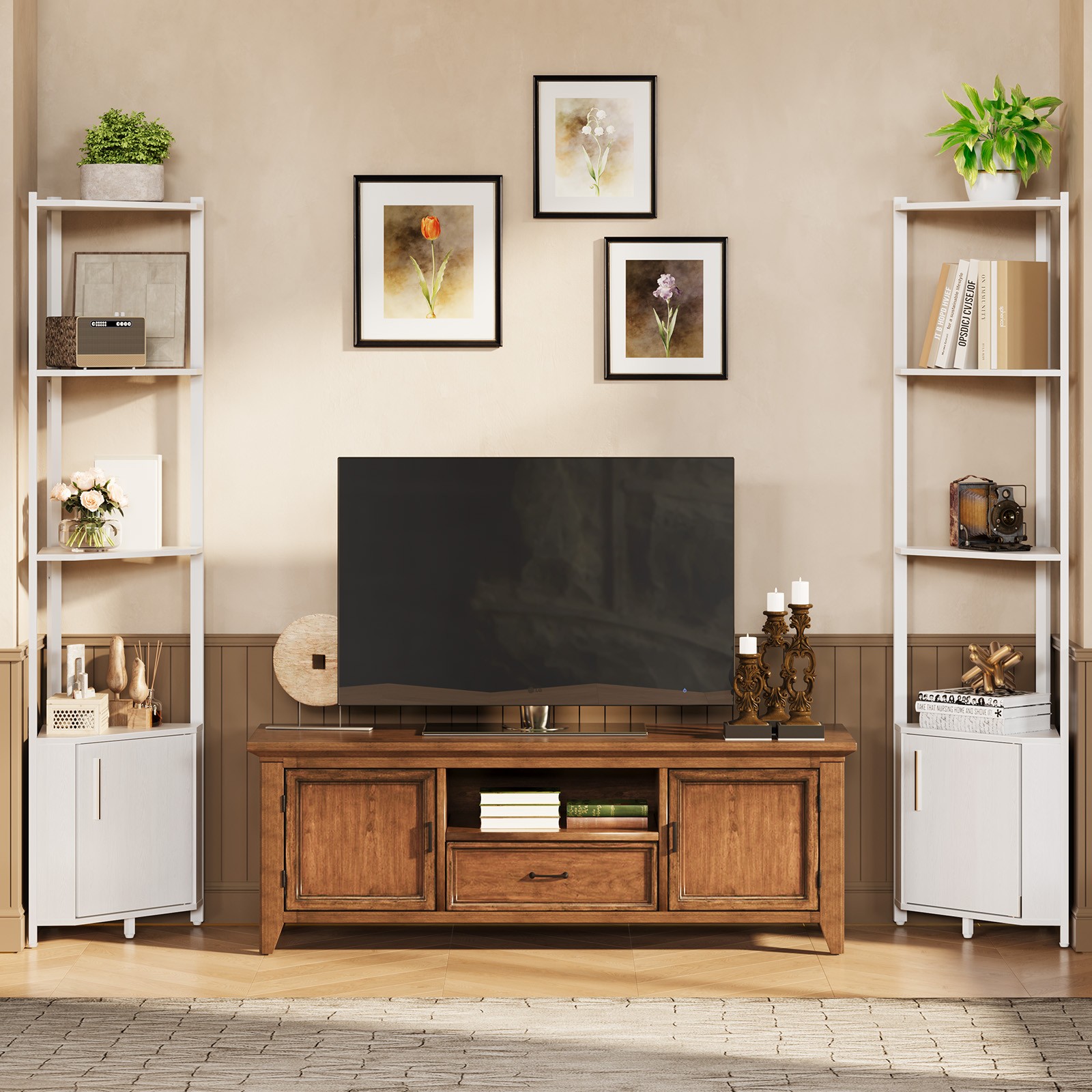 Corner Shelf Stand Industrial Corner Shelves Display Shelf for Living Room