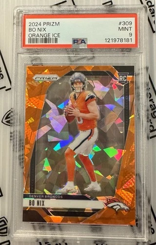 2024 Panini Prizm Bo Nix Orange Ice Prizm #309 PSA 9 Rookie Denver Broncos