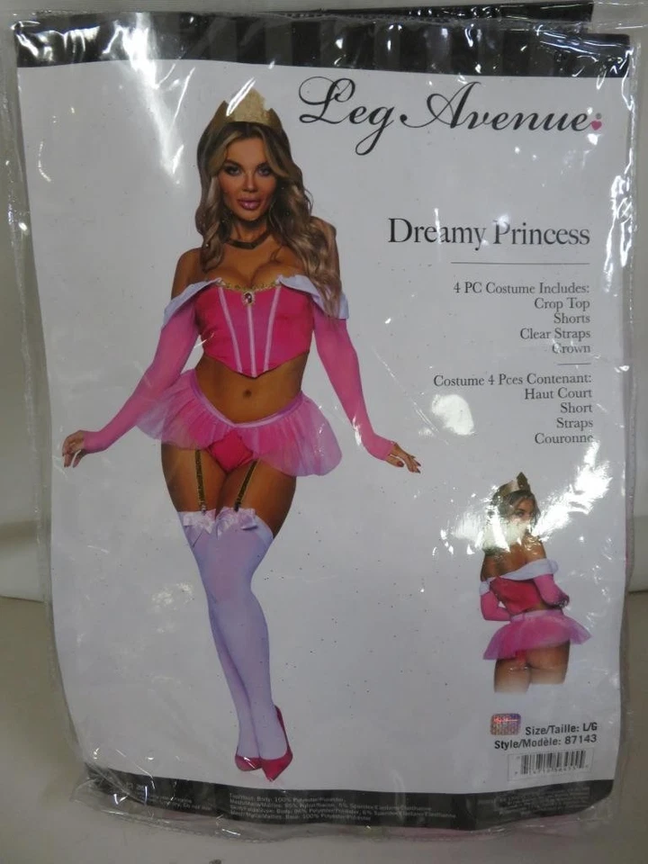 Leg Avenue Princesa Soñadora Cuento de Hadas Halloween Disfraz Lencería Rosa Talla Grande Foto 2 de 3