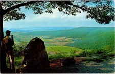 Gatlinburg TN postcard MAN SMOKING PIPE APPALACHIAN MOUNTAINS VALLEY j/13 AW2141