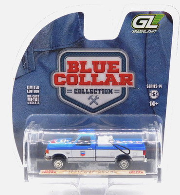 Bleu Col Ford F-250 XL 1991 Chevron 1:64 Echelle Greenlight 35300D