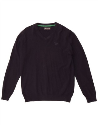Barbour Herren V-Neck Pullover Sweater Large Navy Blau Wolle BH12