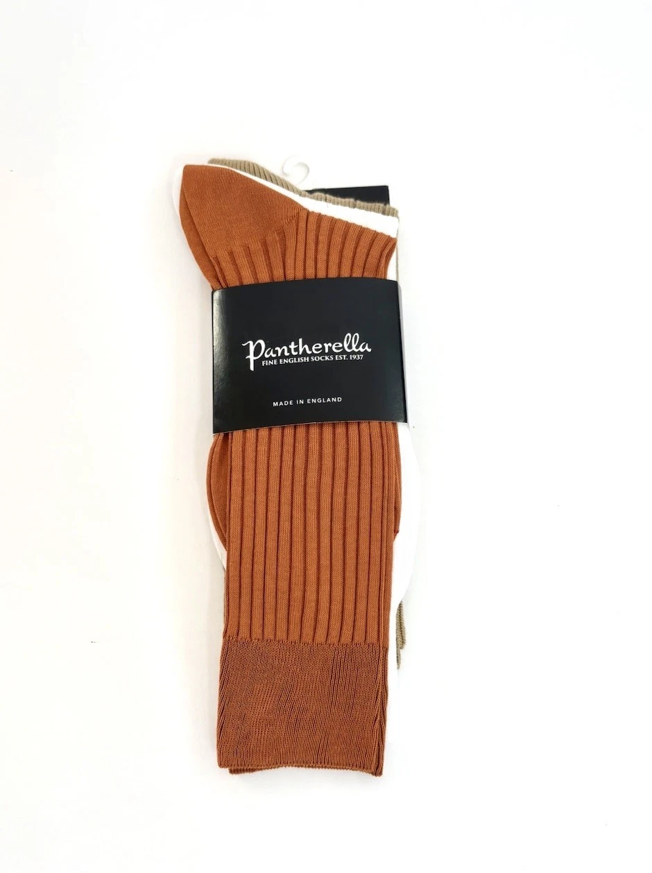 Pantherella Men’s Socks 3 Pack Dress Knit Cotton Medium 7.5-9.5 UK Designer New